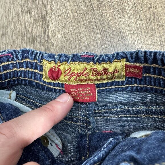 Vintage Apple Bottoms Jeans Baby Girls 3-6M Denim Blue Spell Out Logo Y2K 90s - Picture 6 of 10